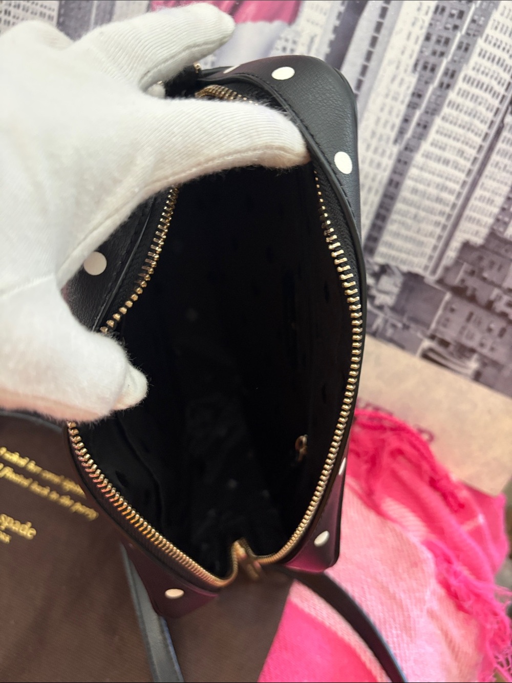 kate spade Black with White Polka Dot Crossbody Bag - Picture 12 of 15